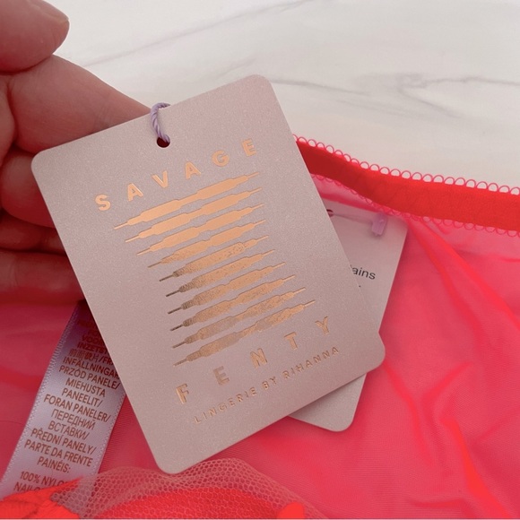 SavagexFenty Foiled Springs Embroidery String Bikini Panty-Neon Pink-Size 3X-NWT - Picture 6 of 7